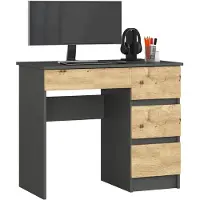 Akord PC-Schreibtisch A7 Graphitgrau, Eiche Artisan B90 x H77 x T50 cm