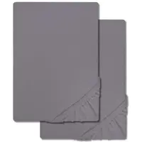 CloudComfort Doppelpack Basic Spannbettlaken Jersey-Stretch dunkelgrau 120 x 200 cm (2 Stück)