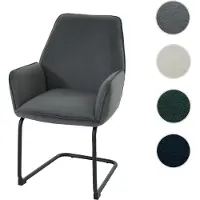 Mendler Freischwinger HWC-G67, Esszimmerstuhl Küchenstuhl Stuhl, Stoff/Textil MVG dunkelgrau