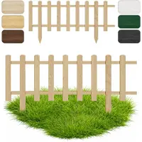 Pemicont Floranica Zierzaun aus Holz 100 x 20 cm Natur (imprägniert) Steckzaun als Beeteinfassung Rasenkante Tierzaun Bauernzaun