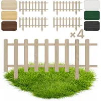 Pemicont Floranica 4 Stk. Zierzaun aus Holz 100 x 40 cm nicht imprägniert Steckzaun als Beeteinfassung Rasenkante Tierzaun Bauernzaun