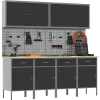 vidaXL Werkbank mit Speicher 10 pcs Schwarz Ingenieure Holz und Stahl