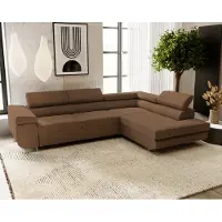 Sonstiges Ecksofa VENUS L, L-Form, Rechte Seite, Eckcouch, Sofa, Bettsofa mit Schlaffunktion, Bettkasten, Wohnzimmersofa, Hellbraun