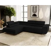 Sonstiges Ecksofa VENUS L, L-Form, Linke Seite, Eckcouch, Sofa, Bettsofa mit Schlaffunktion, Bettkasten, Wohnzimmersofa, Schwarz