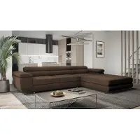Sonstiges Ecksofa mit Schlaffunktion und Bettkasten VENUS TWIN - Ecksofa mit Federkern, Eckcouch Braun