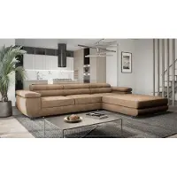 Sonstiges Ecksofa mit Schlaffunktion und Bettkasten VENUS TWIN - Ecksofa mit Federkern, Eckcouch Hellbraun