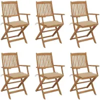 Syfax Klappbare Gartenstühle 6 Stk. mit Kissen Massivholz Akazie