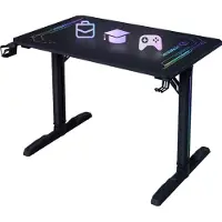 Ultradesk Gaming-Schreibtisch FREEZE V2, LED-RGB, gehärtetes Glas, schwarz, 109 x 69 cm