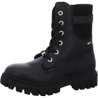 Tom Tailor Winterboots , Kinder, Gr. 33, Warmfutter, schwarz, Elastischer Einsatz, Lederimitat, unifarben, Schuhe Winterboots, Schnürstiefelette, Winterstiefelette mit TEX-Membran, bequeme Form