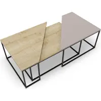 CALICOSY - Set 3 Couchtische mit Metallfüßen - TITAN