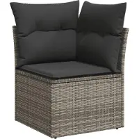vidaXL 11-tlg. Garten-Sofagarnitur mit Kissen Grau Poly Rattan