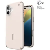 Speck Presidio2 Pro ClickLock & MagSafe - Etui iPhone 16 Plus (Gebleichter Knochen / Erbstück Gold / Haselnussbraun)