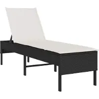 Syfax Sonnenliege mit Auflage Schwarz 55x200x44 cm Poly Rattan