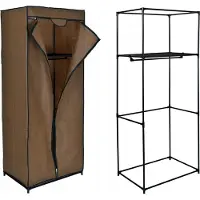 Gockowiak Textilschrank Fela dunkelbraun mit Regal und Metallgerüst
