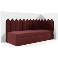 LIKMA Kinderbett 90x160 cm Kastanienbraun Bett mit Bettkasten Jugendbett Polsterbett Kopfteil Velvet Stoff