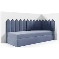 LIKMA Kinderbett 70x200 cm Blau Bett mit Bettkasten Jugendbett Polsterbett Kopfteil Velvet Stoff