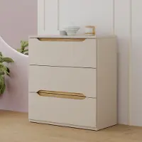 Forte EDWAL Sideboard 85, modernes Sideboard mit abgerundeten Griffmulden, 3 Schubladen, Holzwerkstoff, Kaschmir | Beige Holzdekor, 85,1 cm breit x 92,3 cm hoch x 41,5 cm tief