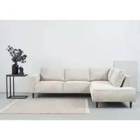 Home affaire Ecksofa "Fumone, Lederoptik oder Soft-Touch Chenille", beige (natural), B:260cm H:83cm T:200cm, 90% PES; 10% NY, Sofas, Ecksofa, Breite 260, mit schwarzen Massivholzfüßen