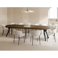WFL GROUP Esstisch Rund Groß XXL Ausziehbar im Loft-Stil – 100 bis 300 cm – Extra Lang Ausziehtisch mit Schwarzen Holzbeinen, Industrieller Tisch für 5-16 Personen – Eiche Braun Rustikal