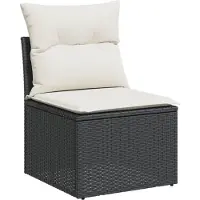 vidaXL 8-tlg. Garten-Sofagarnitur mit Kissen Schwarz Poly Rattan