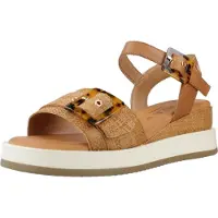 Carmela für Damen. 16222702-CAMEL Braune Sandalen 162227 (36), Stoff, 5 bis 8 cm, Schnalle, Lässig