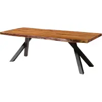 MASSIVMOEBEL24.DE MASSIVMOEBEL24 Baumtisch Akazie 200x100x76 natur lackiert / A-Gestell anthrazit matt FREEFORM 5