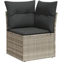 vidaXL 10-tlg. Garten-Sofagarnitur mit Kissen Hellgrau Poly Rattan