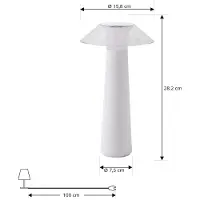 LINDBY LED-Akku-Außentischleuchte Gomba, weiß, dimmbar