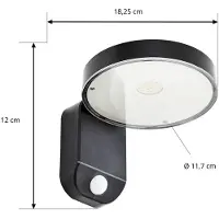 PRIOS LED-Solar-Wandleuchte Tarlson, rund, anthrazit, Sensor