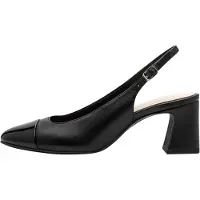 Tamaris Damen Pumps aus Leder mit Riemchen, runder Schuhspitze und breitem Absatz