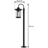 LINDBY Wegeleuchte Zayn, schwarz, Glas, Höhe 109 cm, IP65