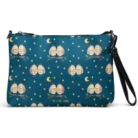 Mr. & Mrs. Panda Damenhandtasche Eulen Liebe - Blau - Geschenk, Umhängetasche Damen, Eule, Tasche, Crossbody Bag, Handtasche, Freund, Paar