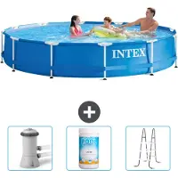 OEM Kugel-Becken - 366 x 76 cm - Blauw - inkl. Beckenfilterpumpe - Chlor - Leiter