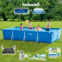 OEM Rechteckiges Schwimmbad - Aufblasbares Schwimmbad - Vollständiges Set - Blau - 450 x 220 x 84 cm - Inklusive Pumpe & Zubehör