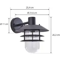 LINDBY Außenwandleuchte Meliora, schwarz, Eisen, IP44, E27
