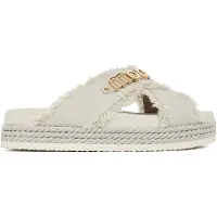 Mou für Damen. MU.SW451005K Sandalen aus Wildleder mit Kreuzung aus recyceltem Canvas off-white (41), Weiß, 3 bis 5 cm, Keine, Lässig