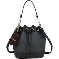Gallantry Paris Gallantry, Damen Beuteltasche zweifarbig Flechtoptik Kordel Bär Anhänger, Schwarz