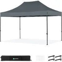 Vonroc Partyzelt – 3 x 4,5 m – Premium-Easy-Up-Partyzelt – Modulares Design – Zusammenklappbar – Wasserdicht – Stahlrahmen – UV-Schutz 50+ – Inkl. Aufbewahrungstasche – Grau