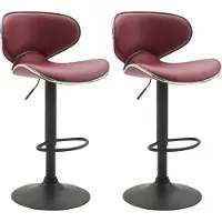 BellaFurn 2-teiliges Barhocker-Set - Hochhocker - Bequeme Sitzposition, Kunstleder | Farbe: Bordeauxrot | Grundfarbe: Schwarz