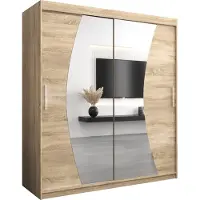 MEBLE KRYSPOL Kleiderschrank, Schiebetürenschrank Schlafzimmer, Schrank mit Spiegel WAVE 180 cm
