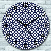 Coloray Wanduhr aus Glas Rund fi 30 Porzellan blau Quarz Deko Schlafzimmer Büro