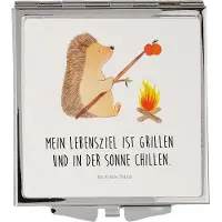 Mr. & Mrs. Panda Mini Spiegel Igel Grillen - Weiß - Geschenk, Taschenspiegel, Spruch, Handspiegel, Lustige Sprüche, Motivation, Kleiner, Ziele, Arbeitslos, Schminkspiegel