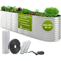 TTL Garden Hochbeet SPIRIT XL 320x80x80cm Silber – Metall oval verzinkt stabil & wetterfest