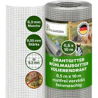 TTL Garden Drahtgitter 50cm x 10m verzinkt feinmaschig 6,3mm Volierendraht Wühlmausgitter
