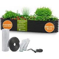 TTL Garden Hochbeet ELEGANCE L 240x80x45cm Anthrazit – Metall oval verzinkt stabil & modern