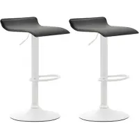 BellaFurn 2-teiliges Barhocker-Set - Barhocker, höhenverstellbar, Kunstlederpolsterung | Farbe: Schwarz | Grundfarbe: weiß