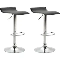 BellaFurn 2-teiliges Barhocker-Set - Barhocker, höhenverstellbar, Kunstlederpolsterung | Farbe: Schwarz | Grundfarbe: Chrom