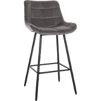 BellaFurn Moderner Barhocker - Hocker - Bequemer Sitzkomfort, Samt oder Kunstleder, stabiles Untergestell | Farbe: Grau | Material: Weich