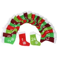 COM-FOUR® Adventskalender zum Aufhängen und selber Befüllen, Filz-Adventskalender mit Stiefeln in tollen Farben mit Fellrand, 280 cm