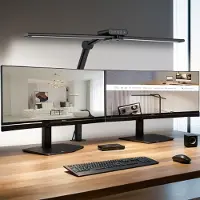 Lapamax Schreibtischlampe LED Dimmbar 5 Lichtmodi 24W 75CM Doppelkopf Klemmbar Augenschutz Büro Architekenden Leselampe Tischlampe